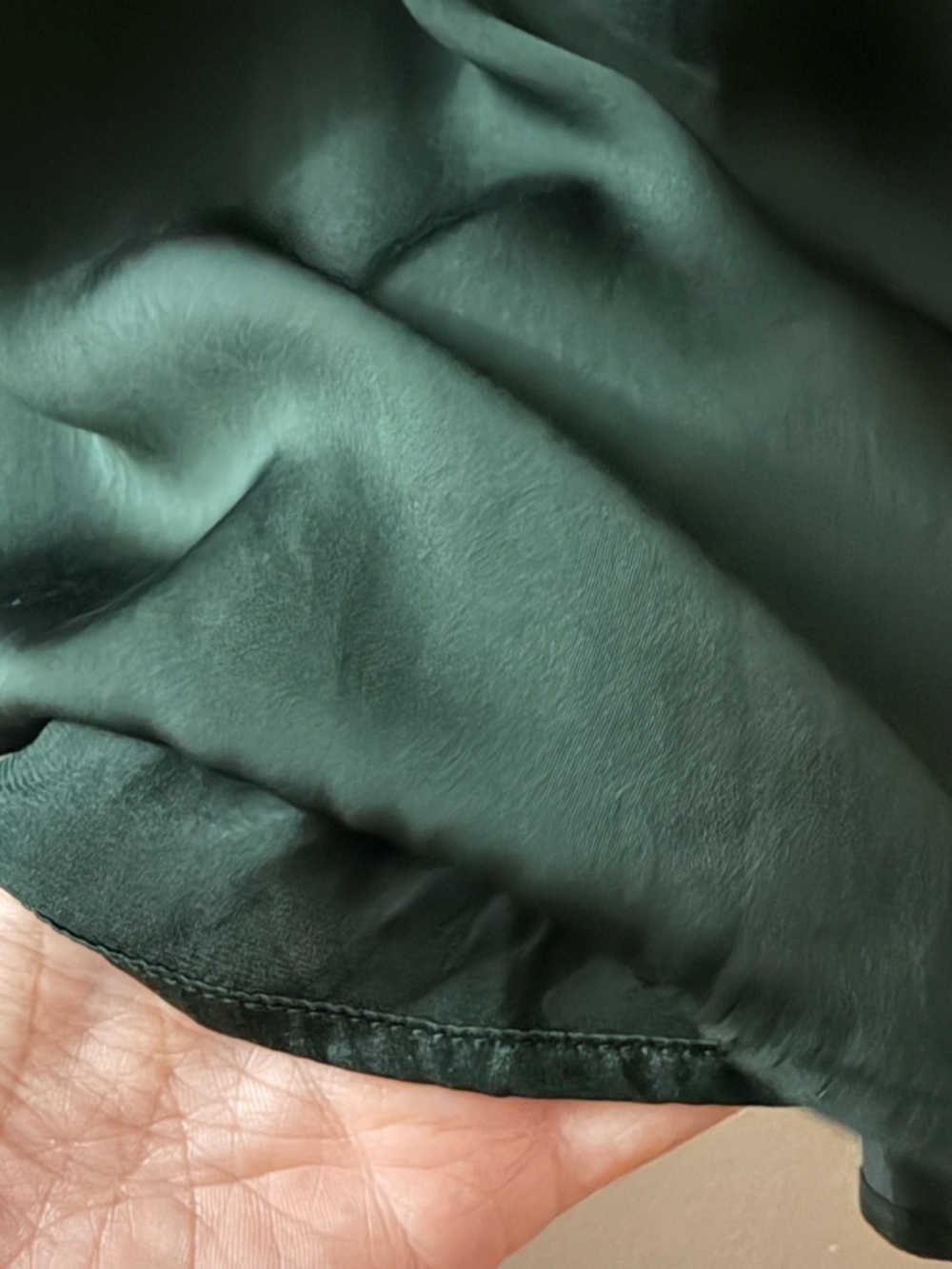 Quince Washable Stretch Silk V-Neck Smocked Sleeve Mini Dress Forest Green L - Picture 8 of 10